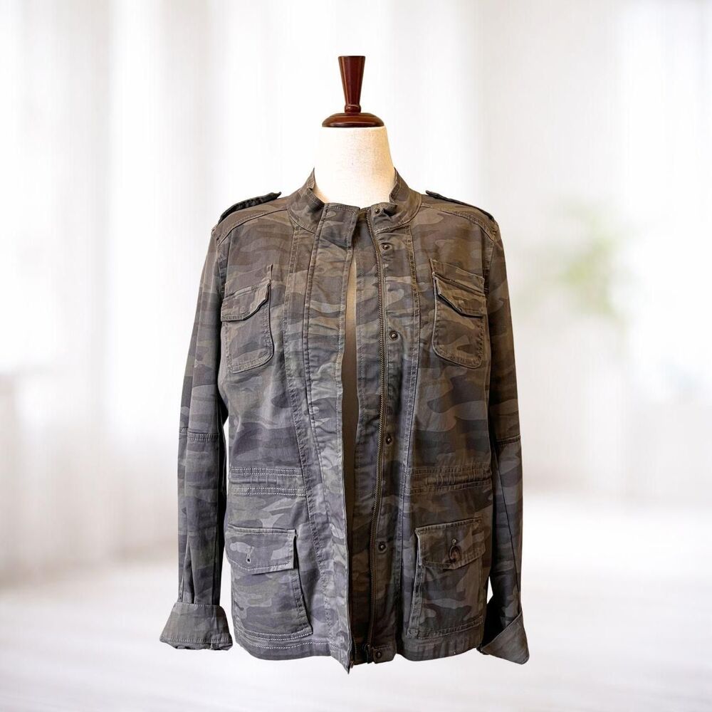 Express Women's Camo Browns Utility Jacket M Zip Military Gorpcore Granol